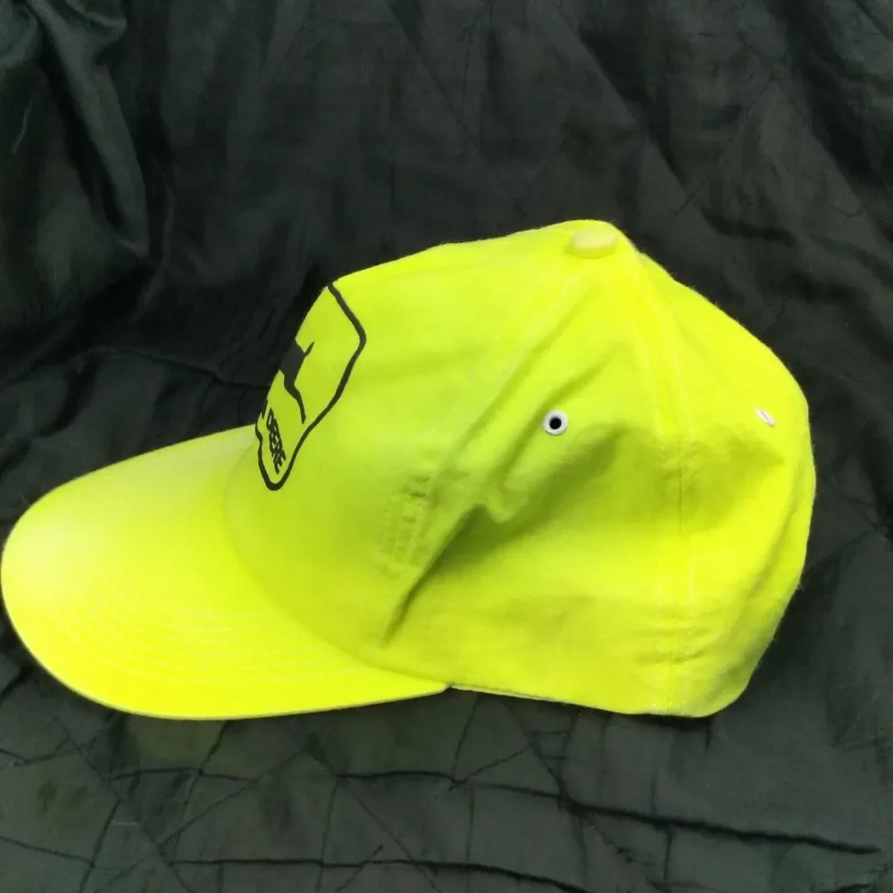 John Deere Hat Baseball Cap Men's Adjustable Neon Yellow K-Products USA